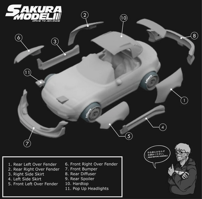 Sakura - Add on Body kit for Hot Wheels 1991 Mazda Miata MX5